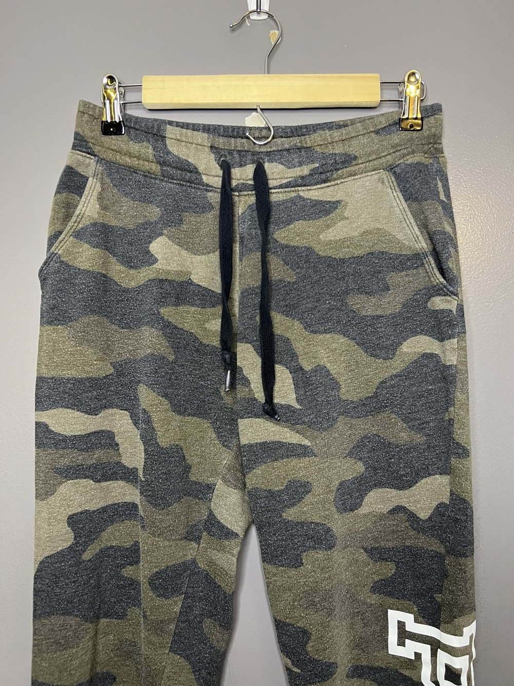 PINK Victoria's Secret Sweatpants Womens Small Green Camo Fleece Logo Jogger